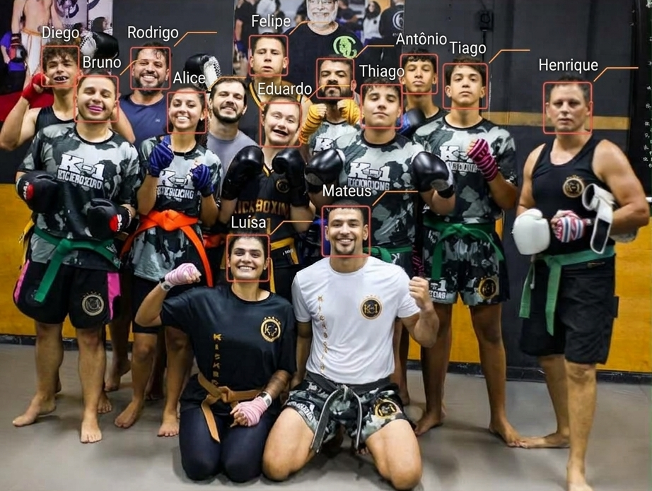 Alunos treinando kickboxing em academia parceira do Monkine